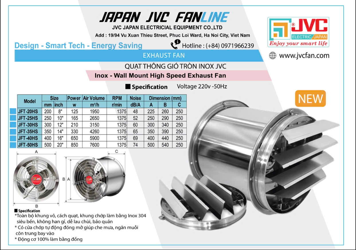 catatlog quạt thông gió tròn JVC INOX 304 catatlog quạt thông gió tròn JVC INOX 304
